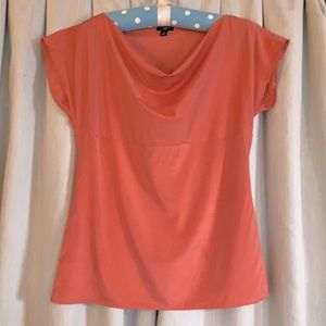 Silk Ann Taylor Salmon/Coral Colored Drape-Neck Top Size 4